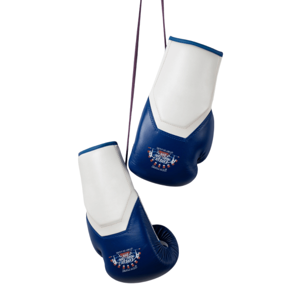 Gant de boxe de couleur bleu en matière synthétique