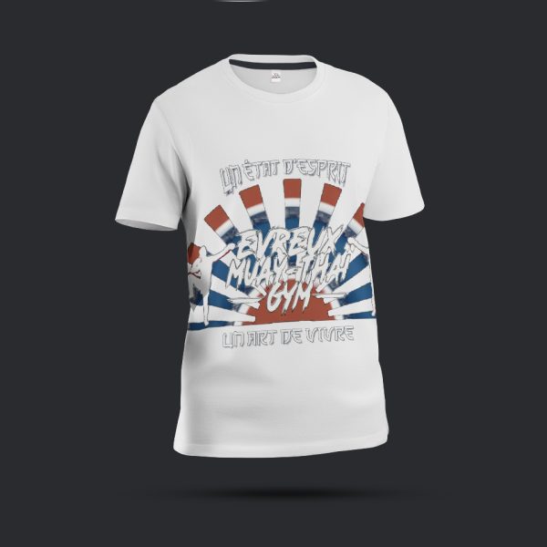 T-Shirt noir Évreux Muay Thaï Gym de couleur blanc et 100% coton